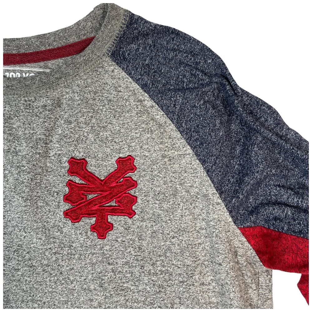 ZOO YORK Two-Tone Lightweight Pullover Crew Sweater Gray/Blue/Red Men's Medium